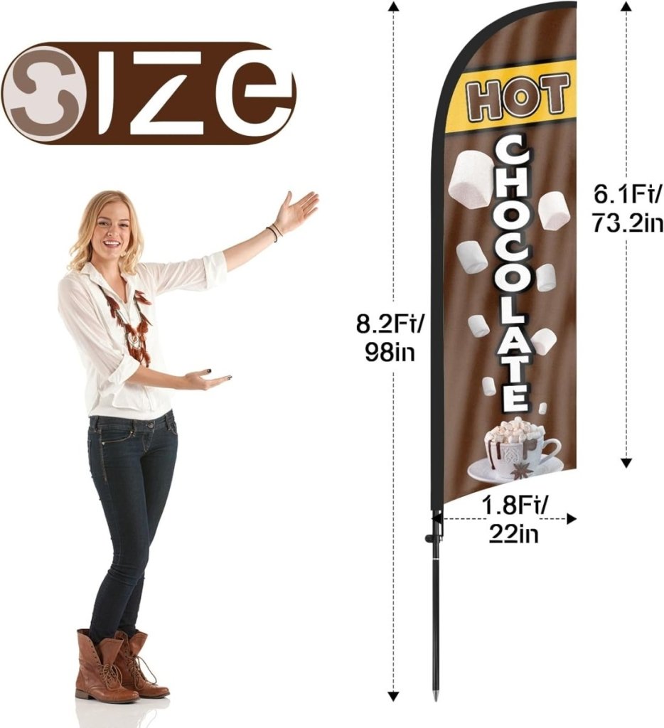 Hot Chocolate Bar Sign - 8ft Hot Chocolate Feather Flag Kit with Pole and Stake - FSFlag