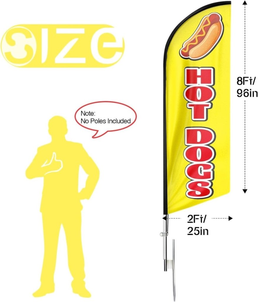 Hot Dog Flags - 8ft Hot Dogs Feather Flag!（Flagpole Not Included） - FSFlag