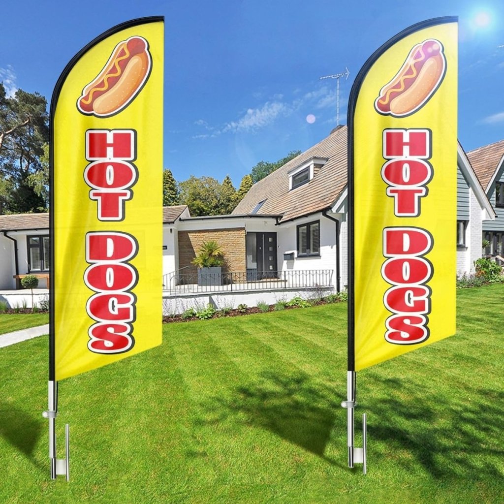 Hot Dog Flags - 8ft Hot Dogs Feather Flag!（Flagpole Not Included） - FSFlag