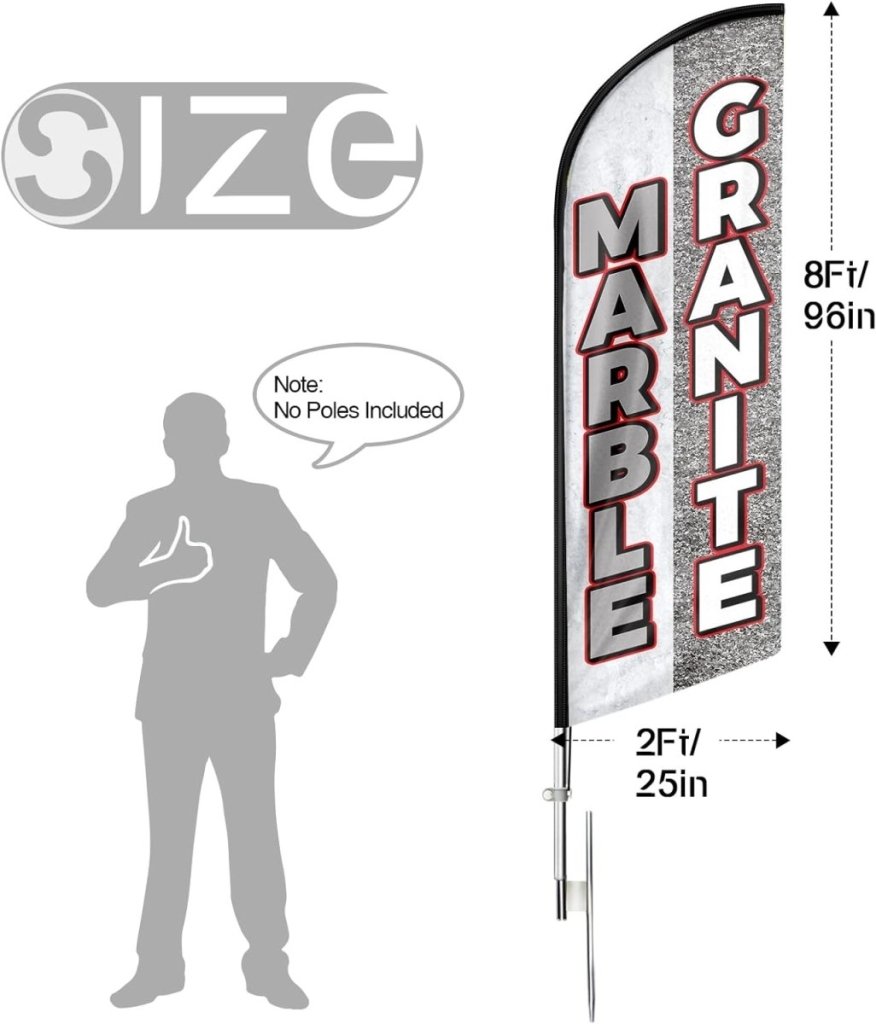 Marble Granite Feather Flag: Advertising Banner for Marble Granite Business (8ft Flagpole Not Included) - FSFlag