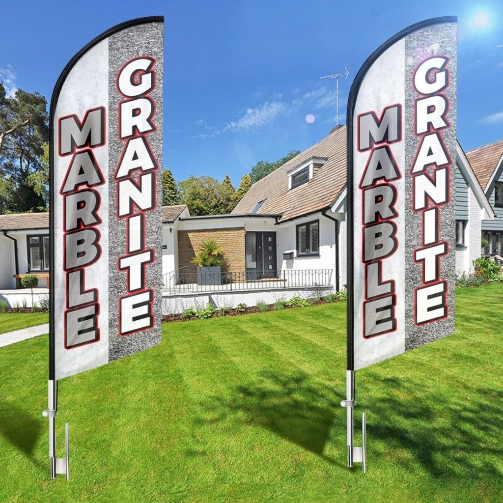 Marble Granite Feather Flag: Advertising Banner for Marble Granite Business (8ft Flagpole Not Included) - FSFlag