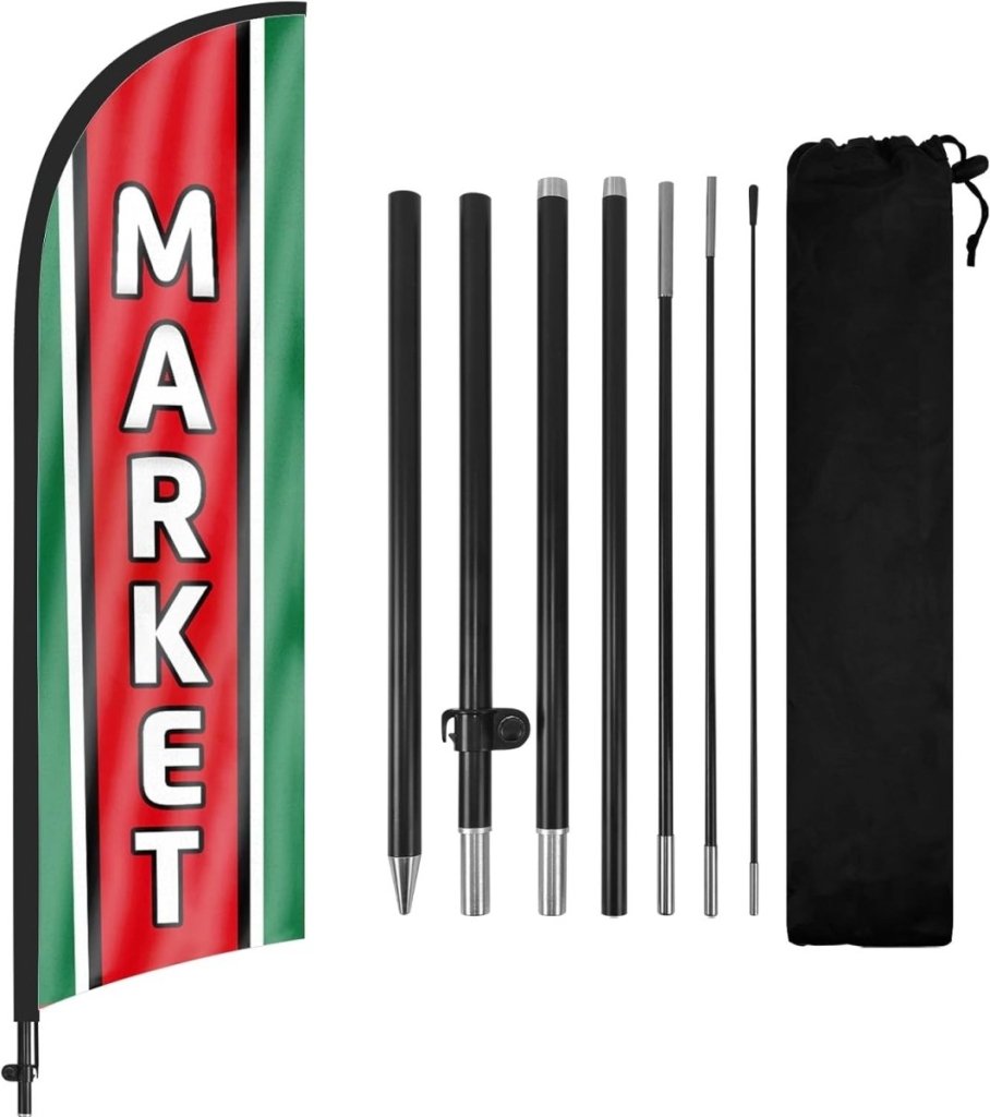 Marketing Flags - 8ft Market Feather Flag for Market Business - FSFlag