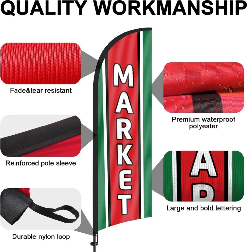 Marketing Flags - 8ft Market Feather Flag for Market Business - FSFlag