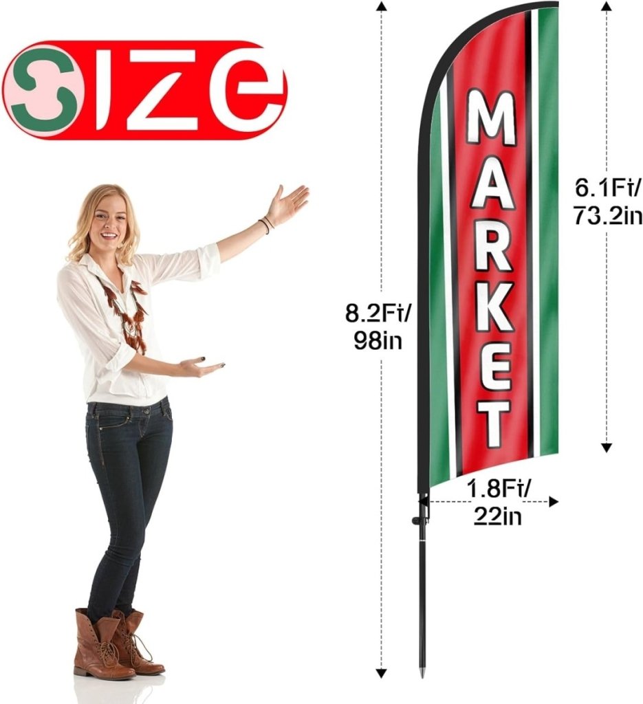 Marketing Flags - 8ft Market Feather Flag for Market Business - FSFlag