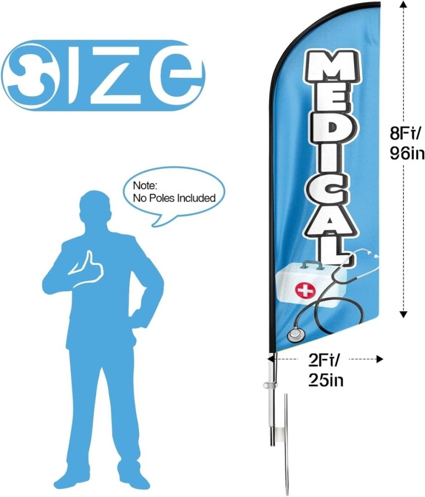 Medical Sign - 8ft Medical Feather Flag for Medical Business（Flagpole Not Included） - FSFlag