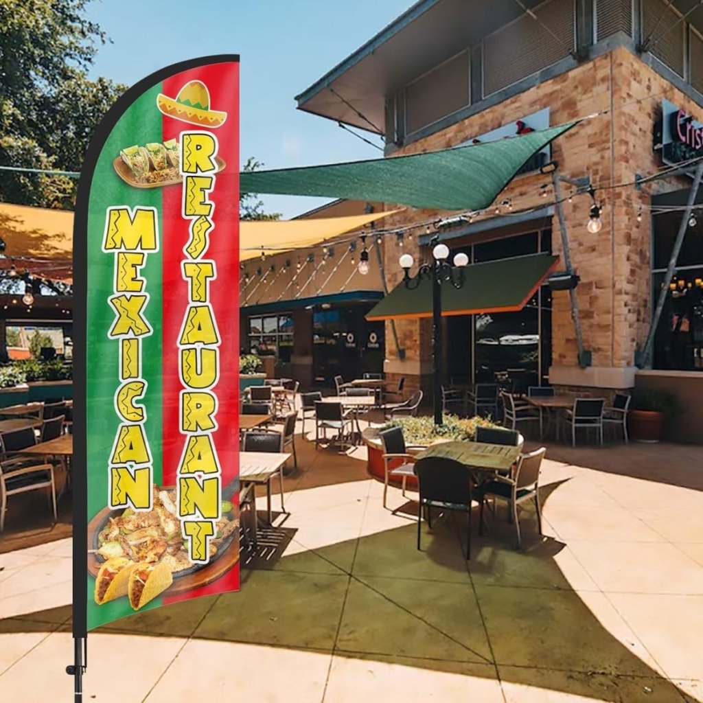 Mexican Food Flag - 8ft Mexican Restaurant Feather Flag Kit with Pole and Stake - FSFlag