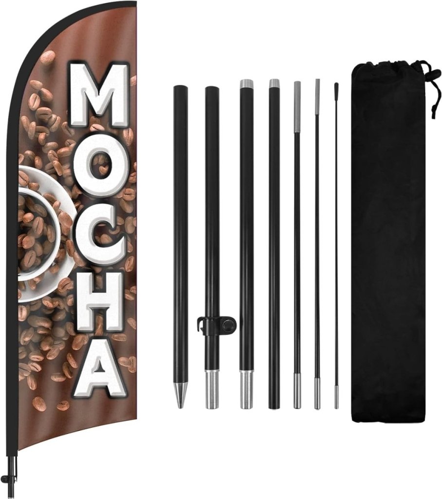 Mocha Flags - 8ft Mocha Feather Flag Kit with Pole and Stake - FSFlag