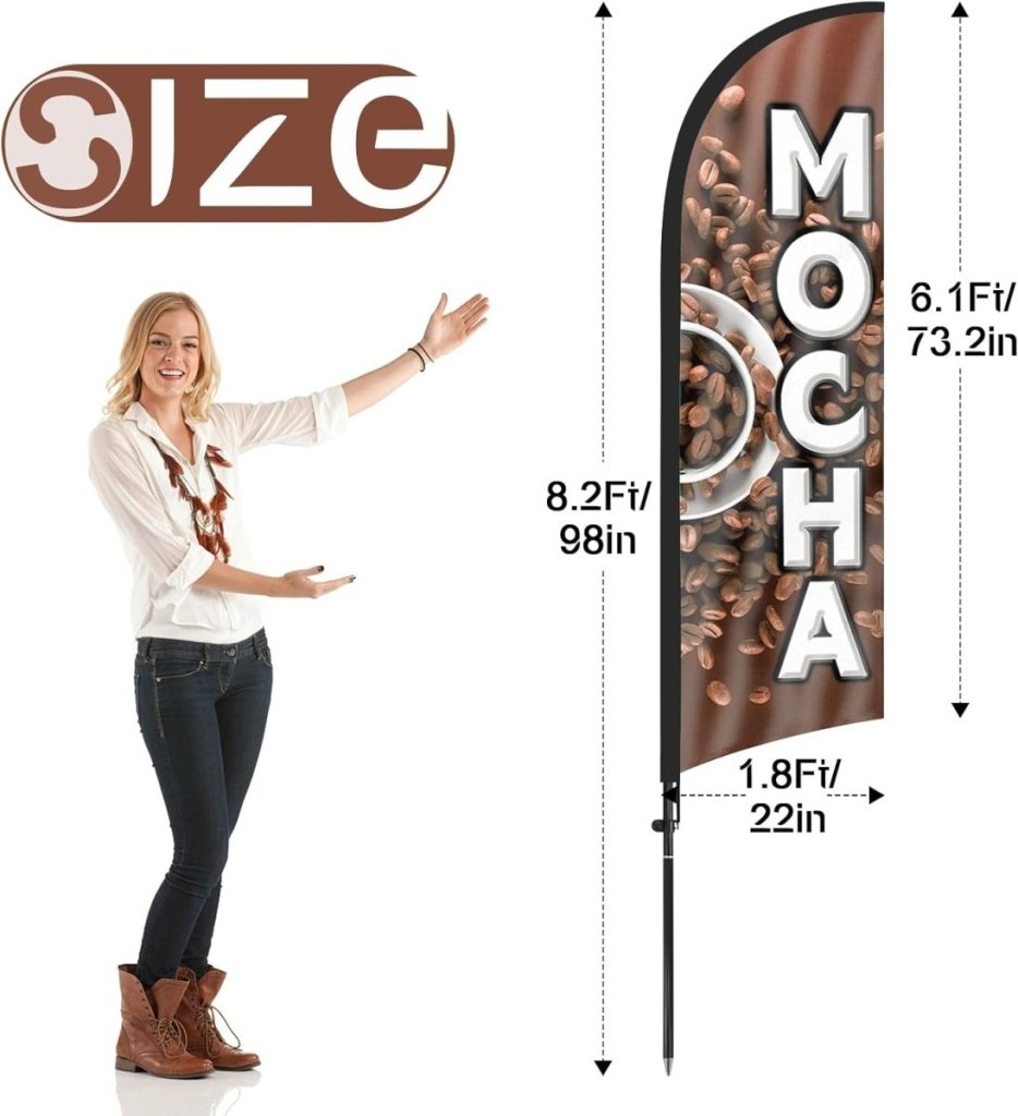 Mocha Flags - 8ft Mocha Feather Flag Kit with Pole and Stake - FSFlag