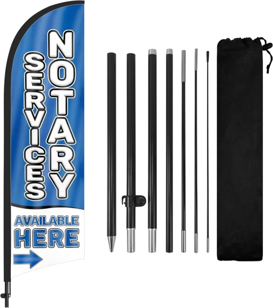 Notary Services Available Here Feather Flag: Advertising Banner for Notary Services (8ft) - FSFlag