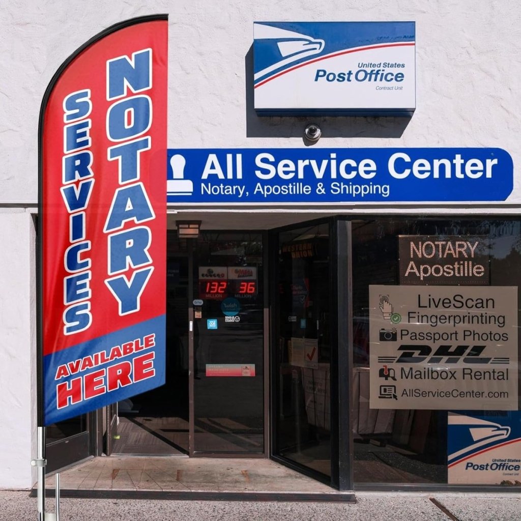 Notary Services Sign - 8ft Notary Services Available Here Feather Flag（Flagpole Not Included） - FSFlag