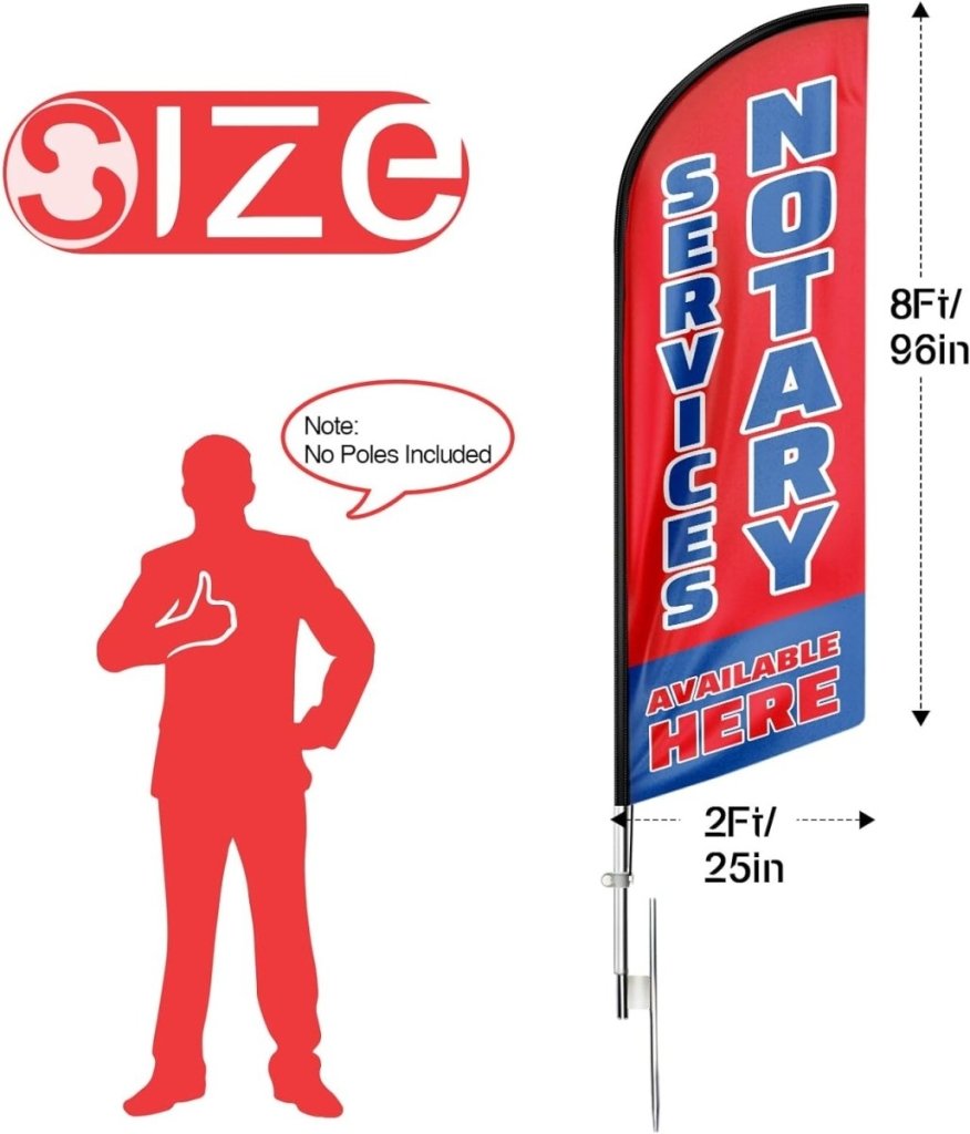 Notary Services Sign - 8ft Notary Services Available Here Feather Flag（Flagpole Not Included） - FSFlag