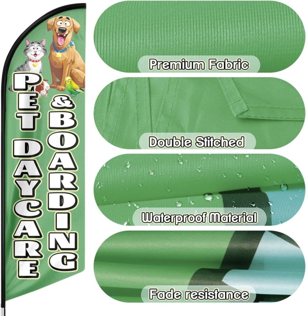 Pet Daycare & Boarding Feather Flag Banner (Flagpole Not Included) - FSFlag.