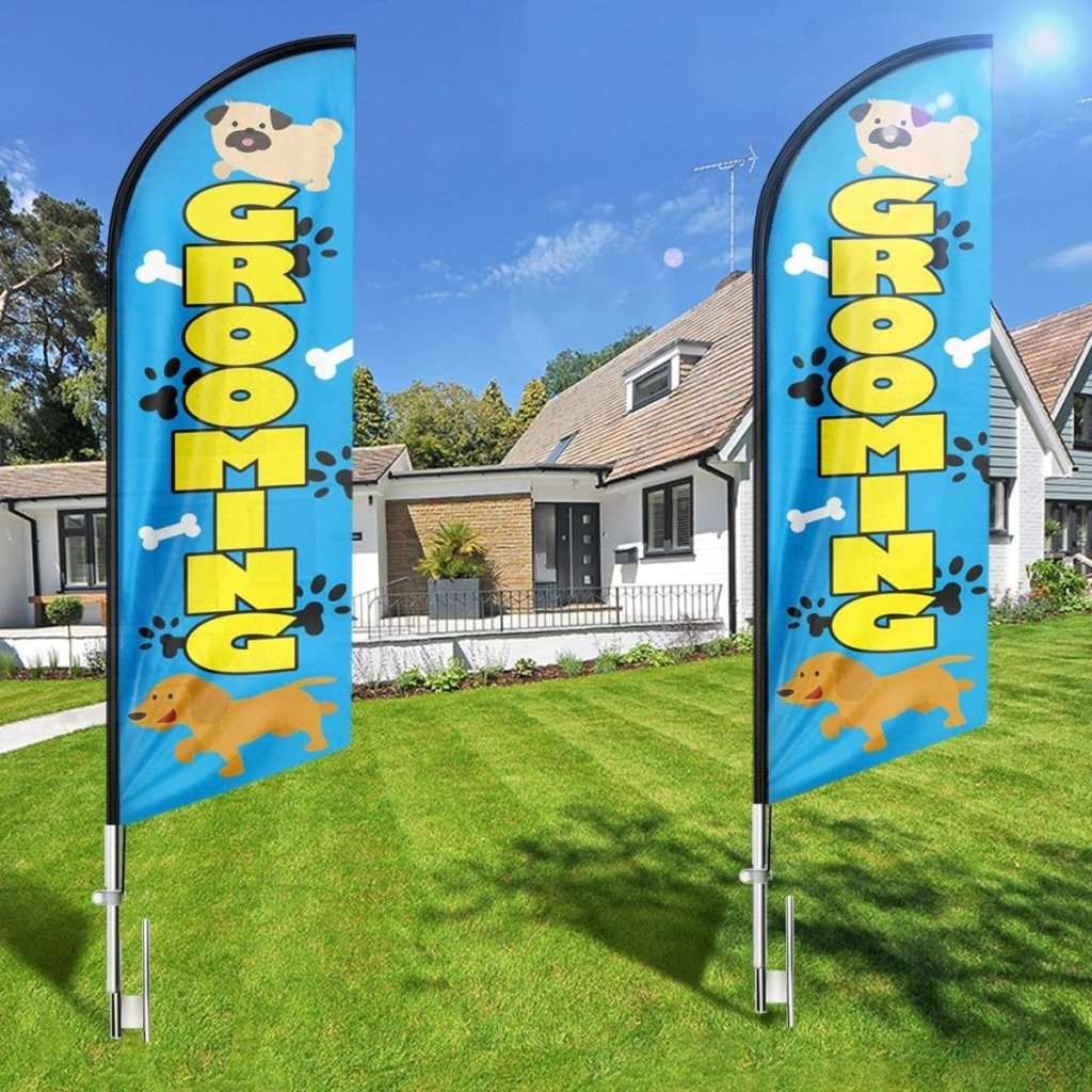 Pet Grooming Signs - 8ft Pet Grooming Feather Flag for Pet Grooming Business（Flagpole Not Included） - FSFlag