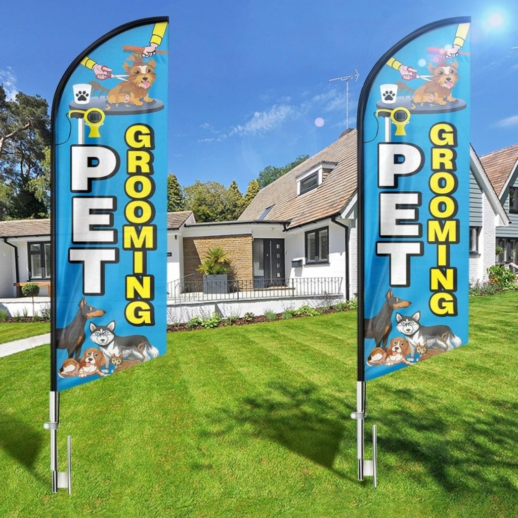 Pet Grooming Signs - 8ft Pet Grooming Feather Flag（Flagpole Not Included） - FSFlag