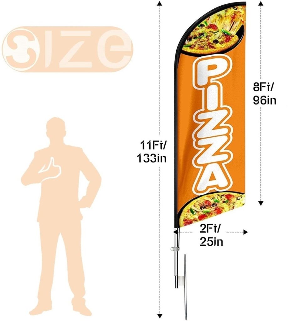 Pizza Sign - 11ft Pizza Swooper Flag Pizza Restaurant Feather Flag Pole Kit - FSFlag