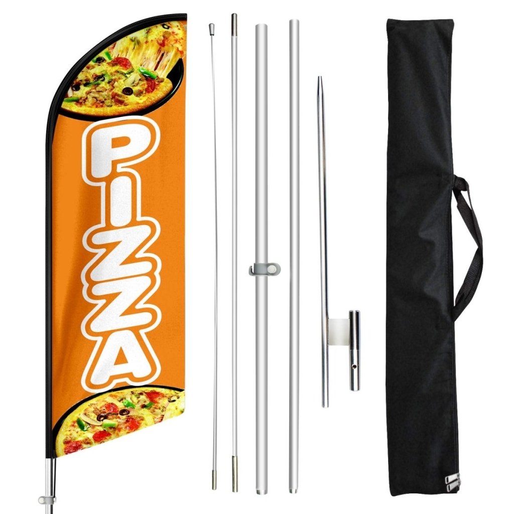 Pizza Sign - 11ft Pizza Swooper Flag Pizza Restaurant Feather Flag Pole Kit - FSFlag