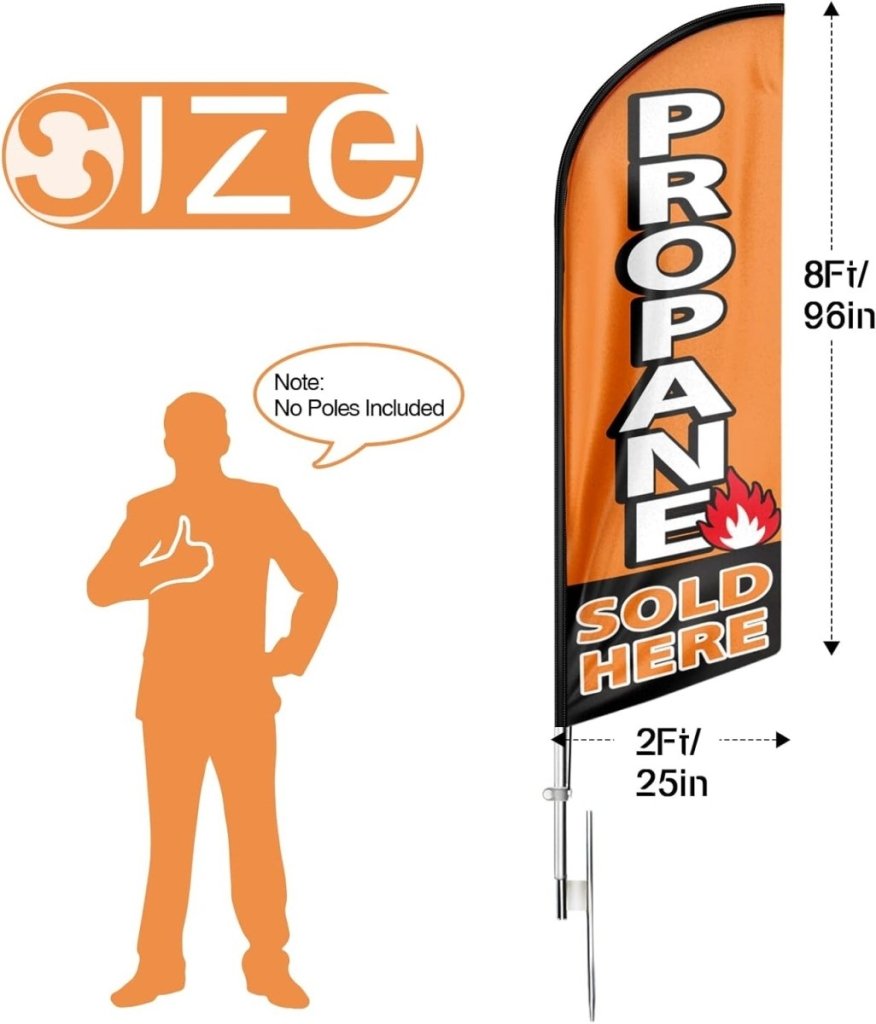 Propane Sold Here Feather Flag: Advertising Banner for Propane Sold Here Business (8ft Flagpole Not Included） - FSFlag