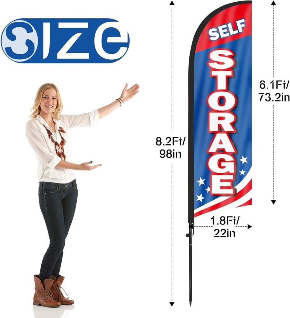 Self Storage Signs - 8ft Self Storage Feather Flag for Self Storage Business - FSFlag