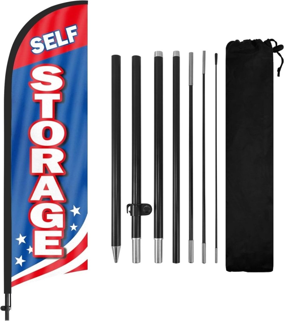 Self Storage Signs - 8ft Self Storage Feather Flag for Self Storage Business - FSFlag