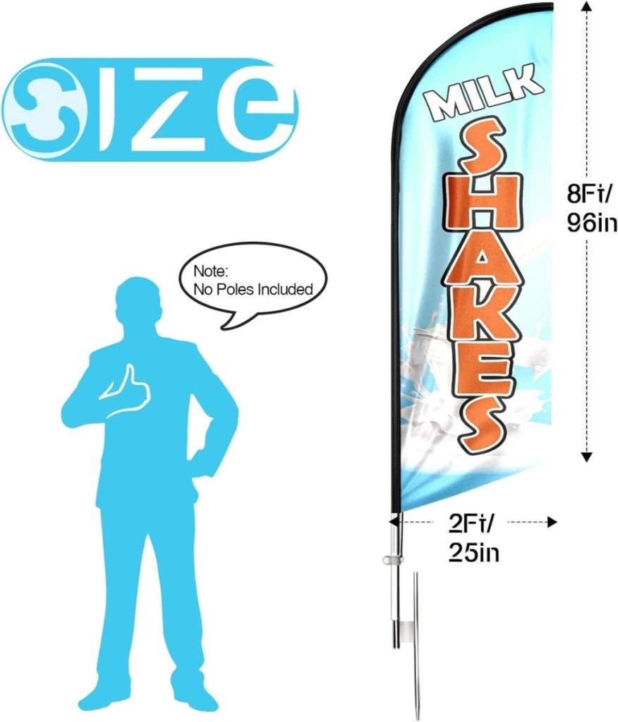 Shake Sign - Milk Shakes Feather Flag for Milk Shakes Business（Flagpole Not Included） - FSFlag