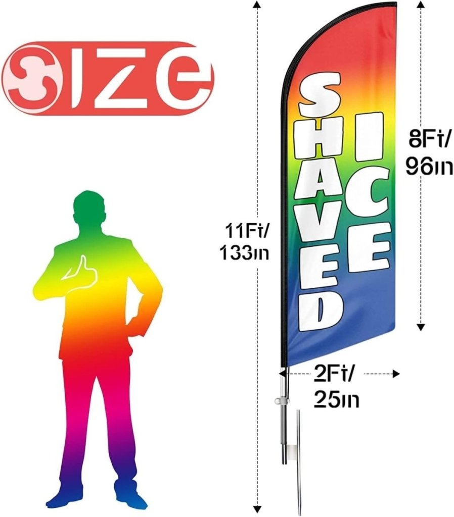 Shaved Ice Flags - 11ft Shaved Ice Feather Flag Kit for Shaved Ice Business - FSFlag