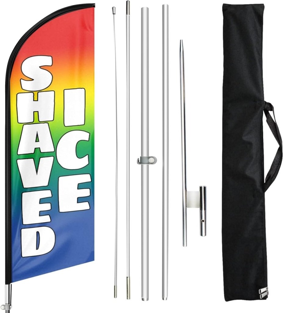 Shaved Ice Flags - 11ft Shaved Ice Feather Flag Kit for Shaved Ice Business - FSFlag