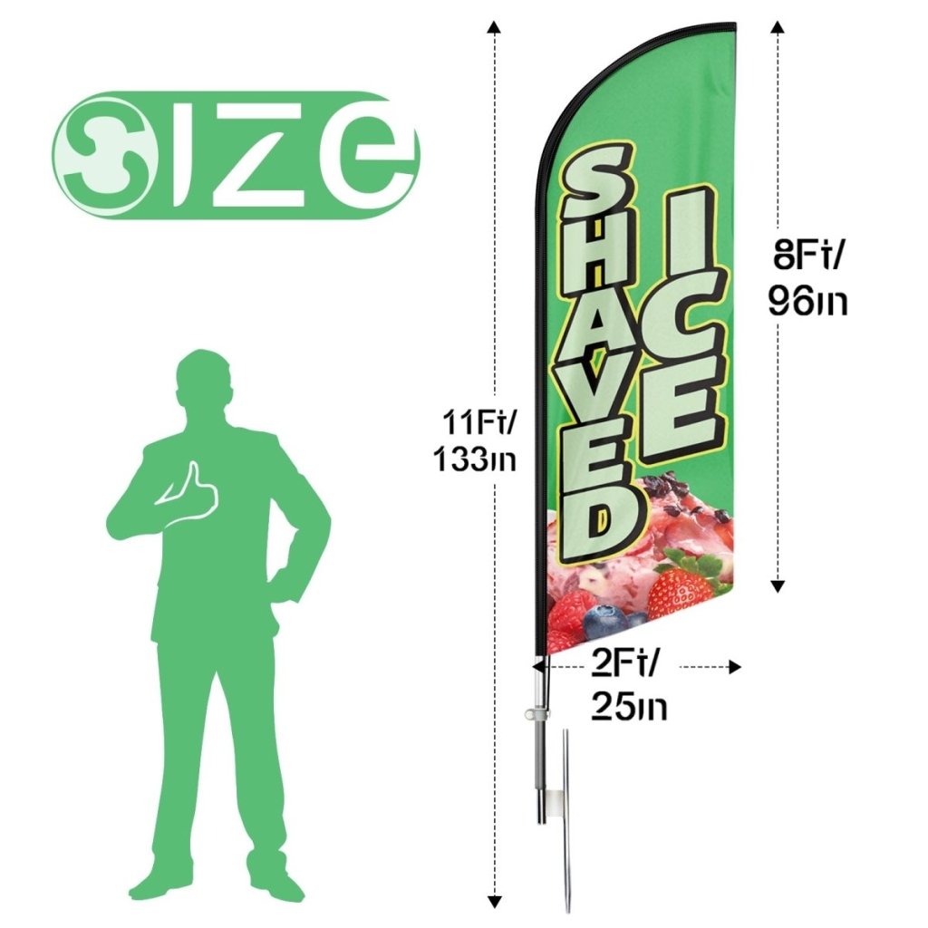 Shaved Ice Signs - 11ft Shaved Ice Swooper Flag Feather Flag Pole Kit - FSFlag