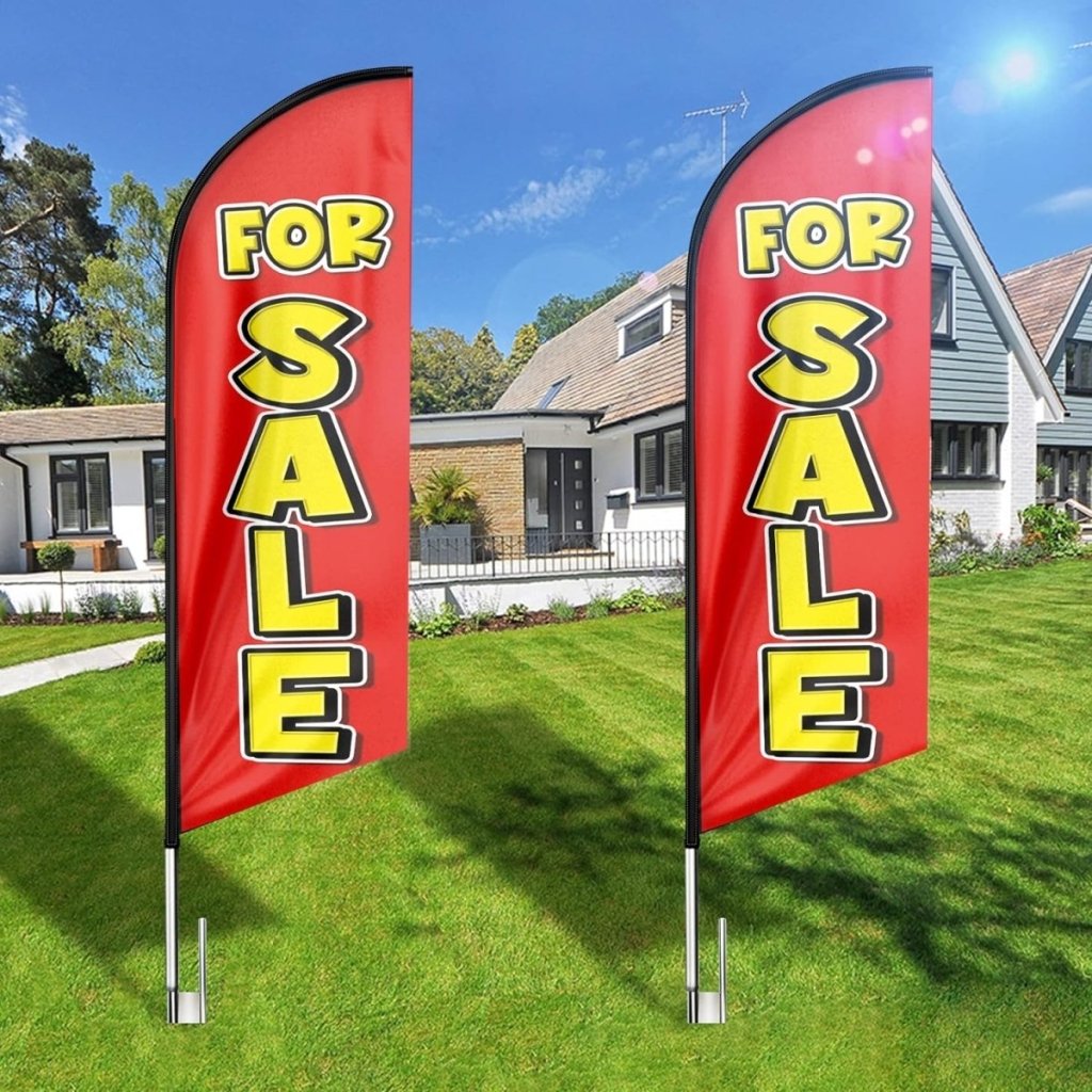 Sign For Sale - 8ft Red Sale Feather Flag for For Sale Business（Flagpole Not Included） - FSFlag