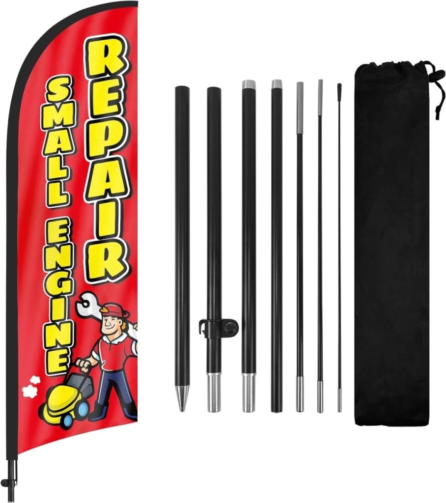 Small Engine Repair Sign - 8ft Small Engine Repair Feather Flag Pole Kit - FSFlag