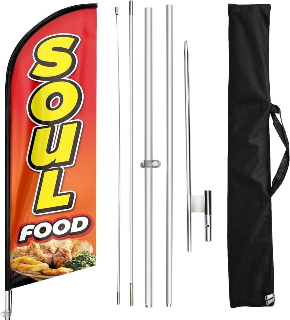 Soul Sign - 11ft Soul Food Feather Flag with Ground Stake - FSFlag