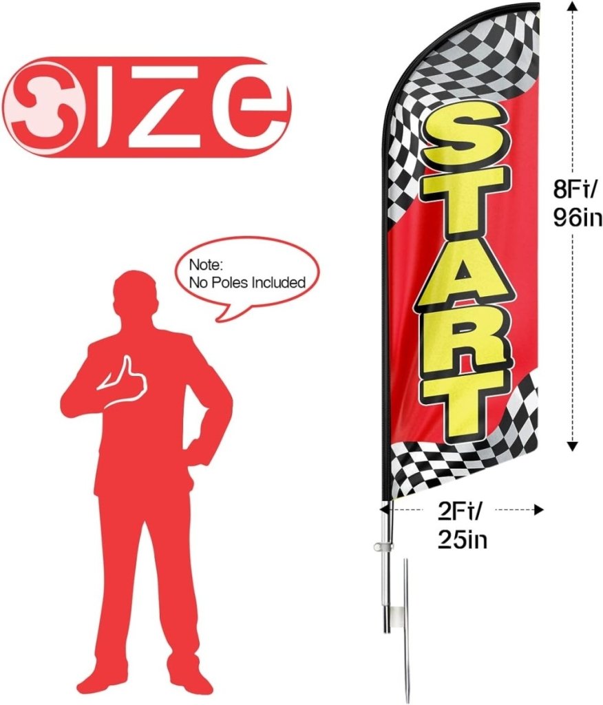 Start Flag - 8ft Start Feather Flag for Start Business（Flagpole Not Included） - FSFlag