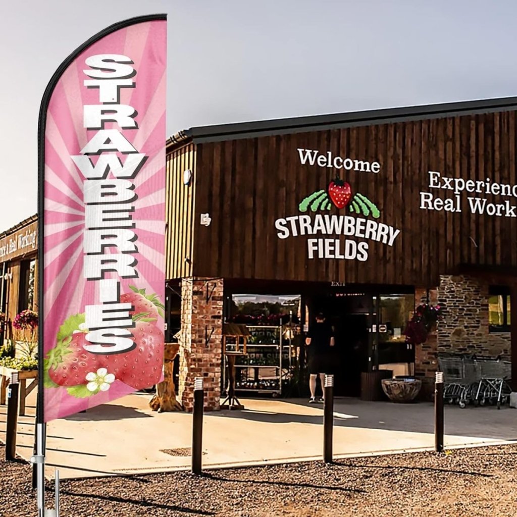 Strawberry Sign - 8ft Strawberries Feather Flag!（Flagpole Not Included） - FSFlag