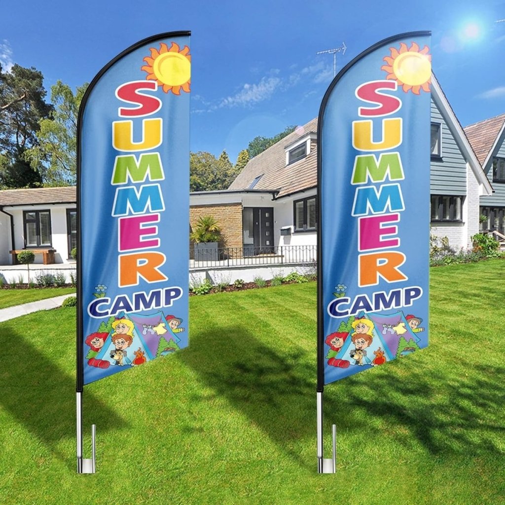 Summer Camp Flag - 8ft Summer Camp Feather Flag for Summer Camp Business（Flagpole Not Included） - FSFlag