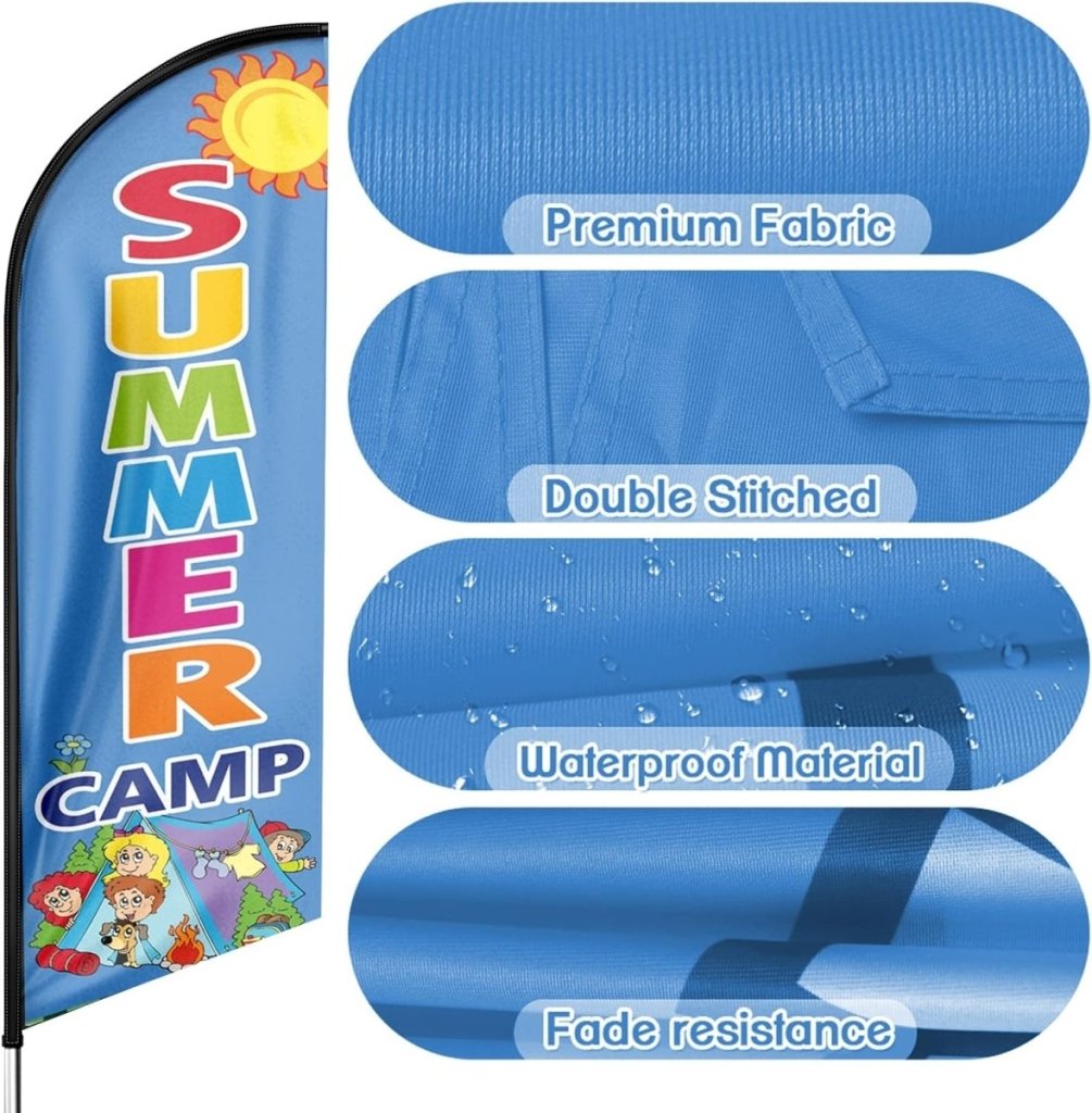 Summer Camp Flag - 8ft Summer Camp Feather Flag for Summer Camp Business（Flagpole Not Included） - FSFlag