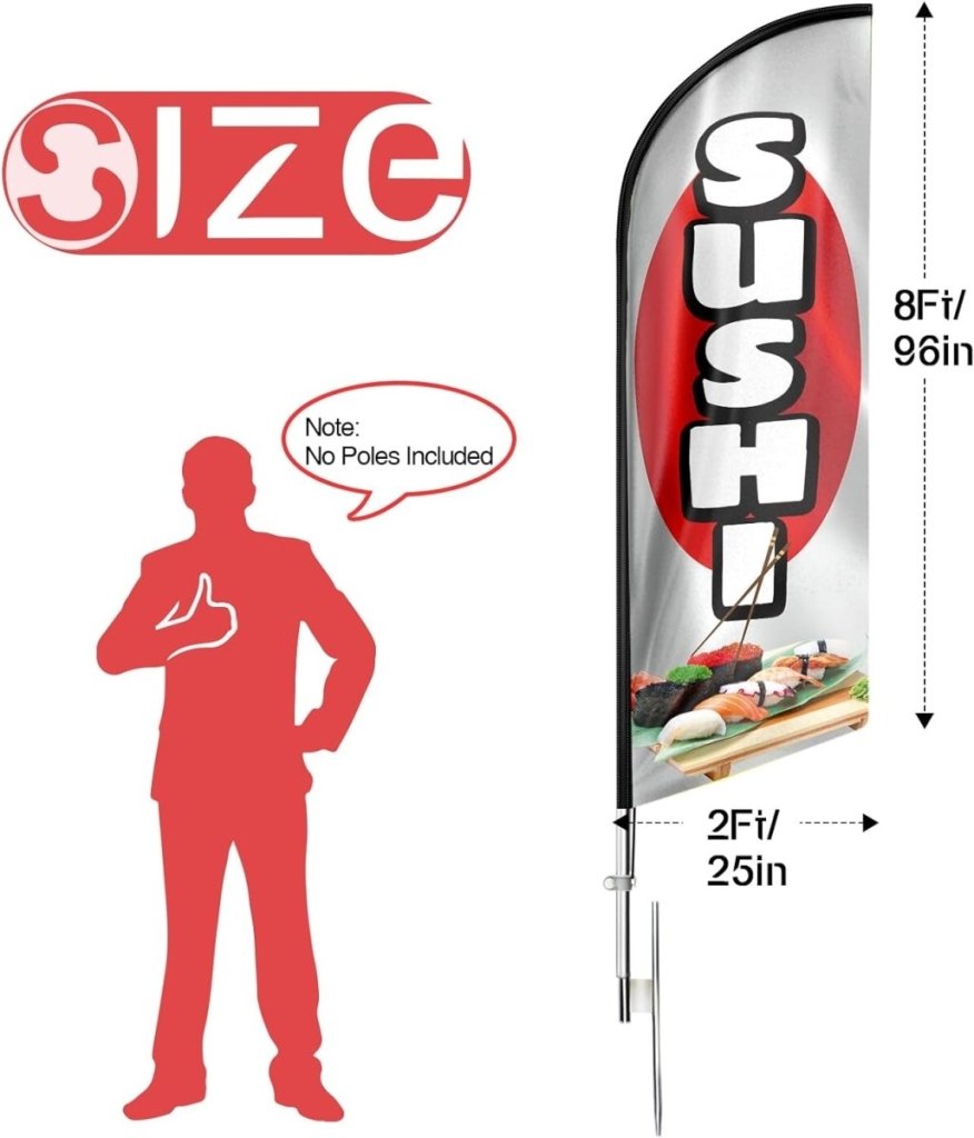 Sushi Sign - 8ft Sushi Feather Flag!（Flagpole Not Included） - FSFlag