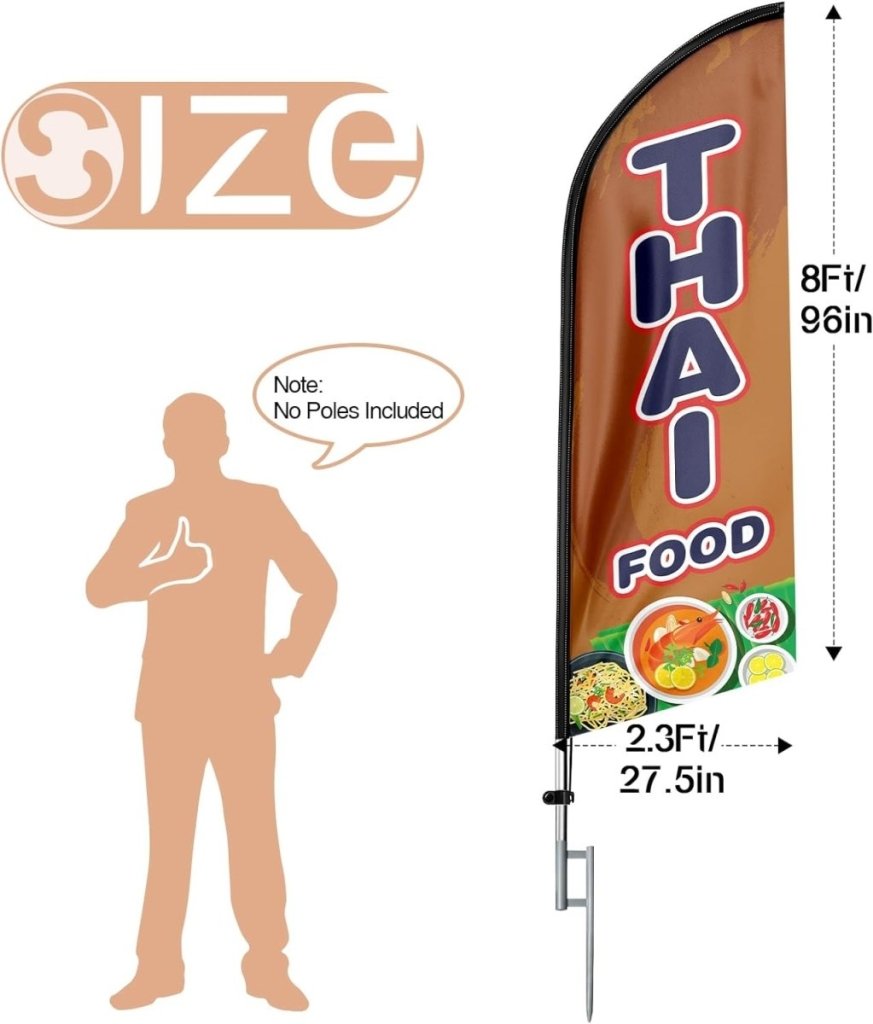 Thai Food Flag - 8ft Thai Food Feather Flag!（Flagpole Not Included） - FSFlag