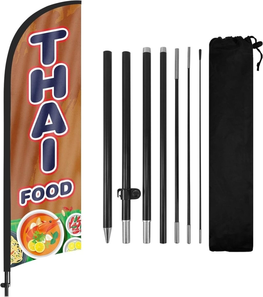 Thai Food Flag Kit - 8ft Thai Food Feather with Pole and Stake - FSFlag