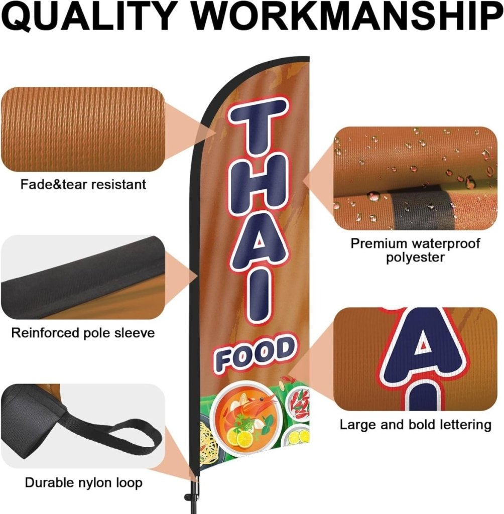 Thai Food Flag Kit - 8ft Thai Food Feather with Pole and Stake - FSFlag