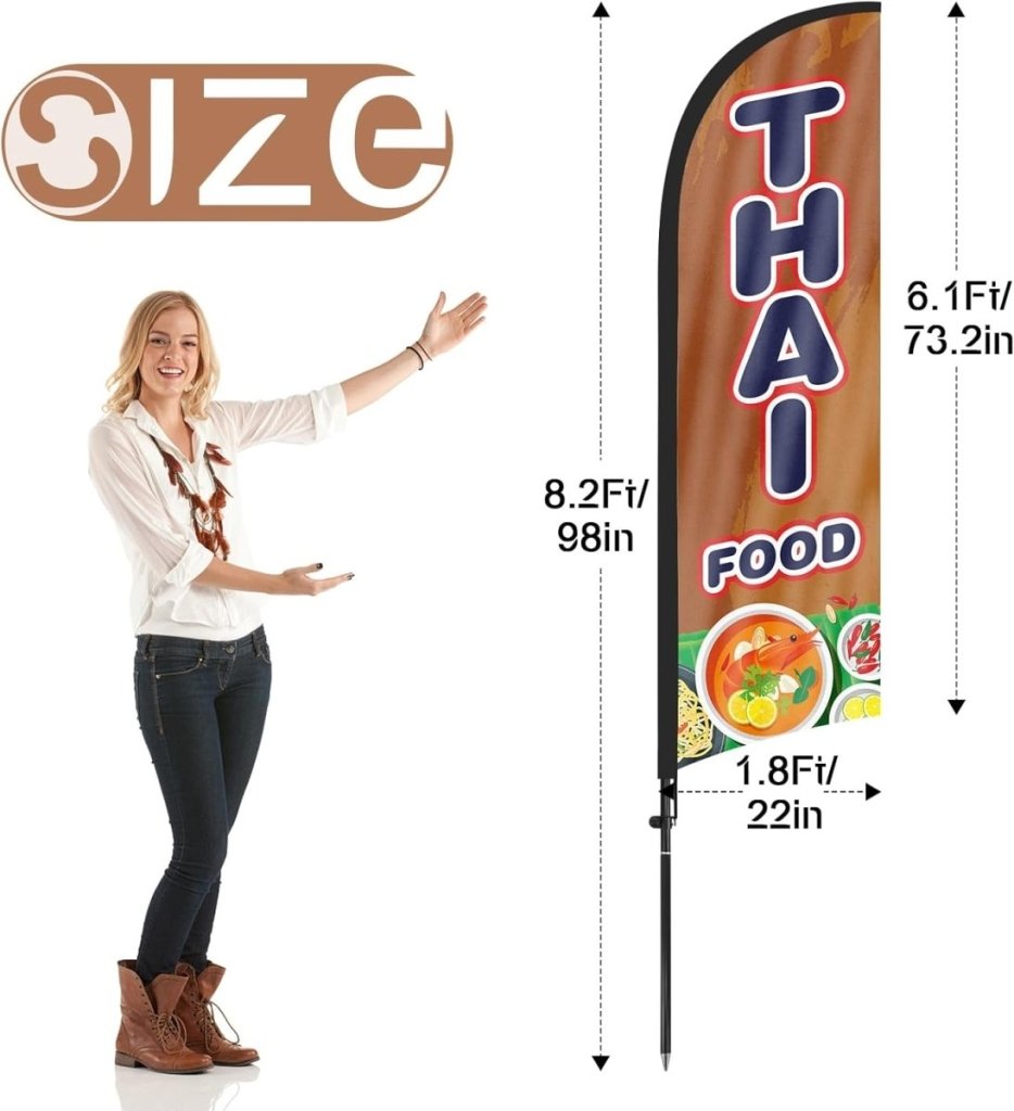 Thai Food Flag Kit - 8ft Thai Food Feather with Pole and Stake - FSFlag