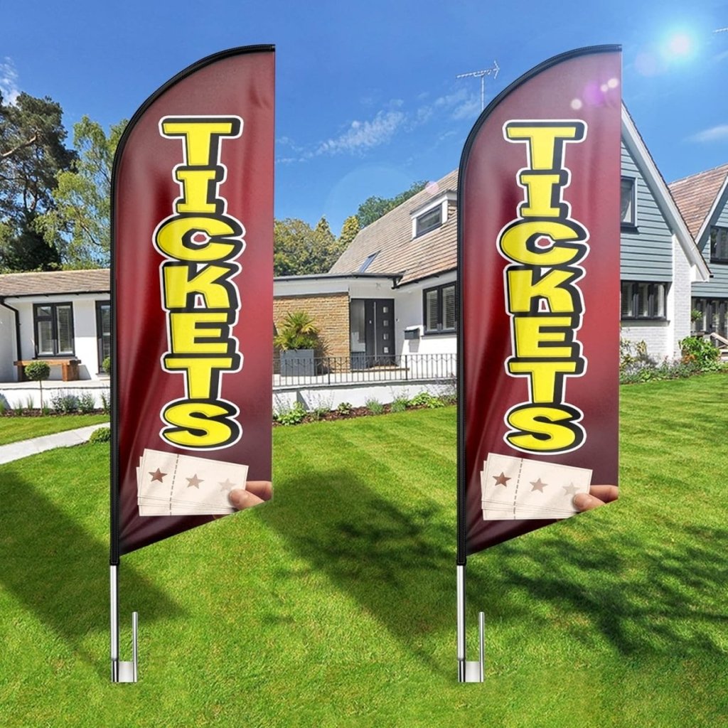 Tickets Feather Flag: Advertising Banner for Tickets Business (8ft Flagpole Not Included) - FSFlag