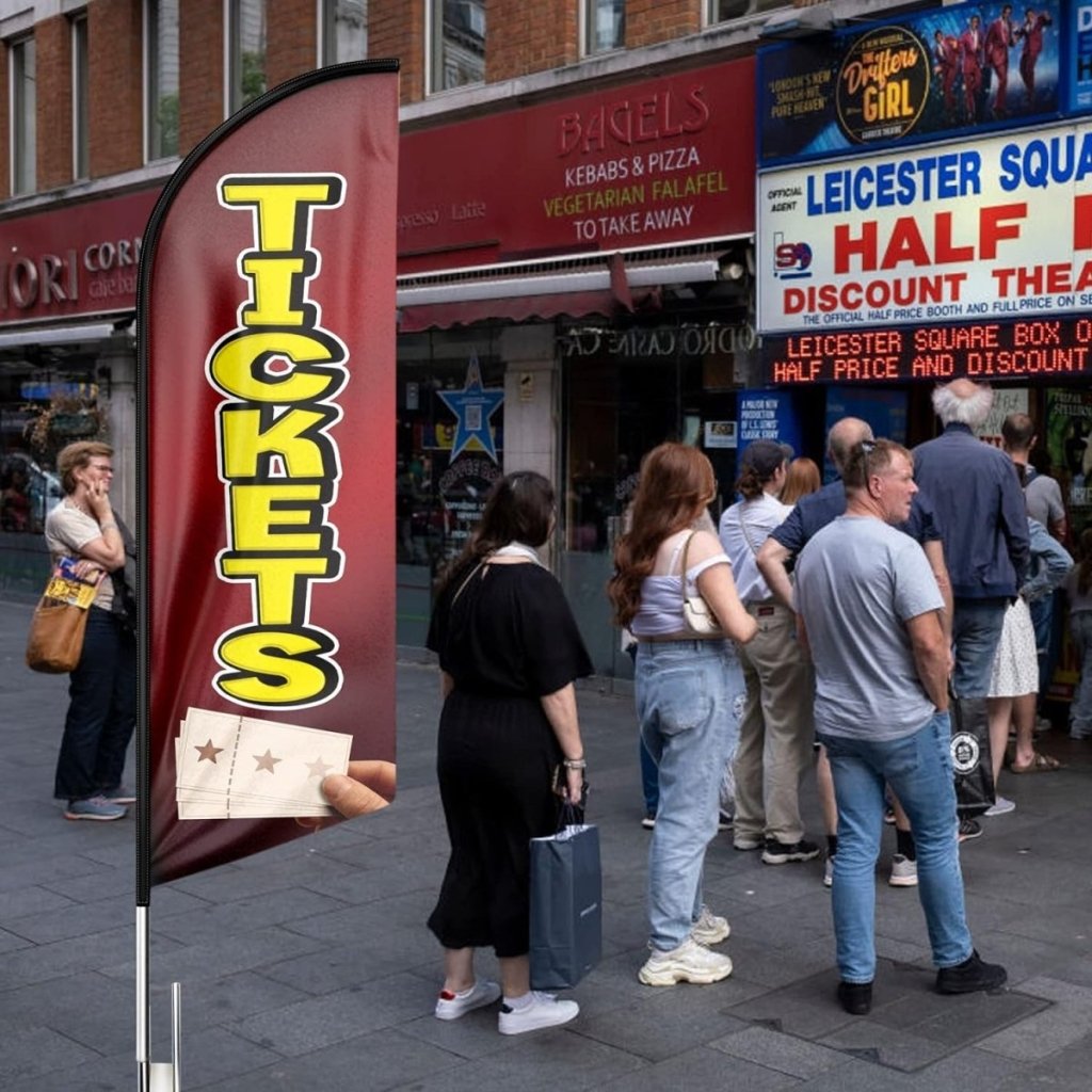 Tickets Feather Flag: Advertising Banner for Tickets Business (8ft Flagpole Not Included) - FSFlag